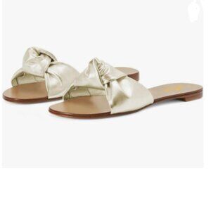 Zszszsu Gold Open Toe Flat Mules Knot Style Chunky Low Heel Slippers Sandals